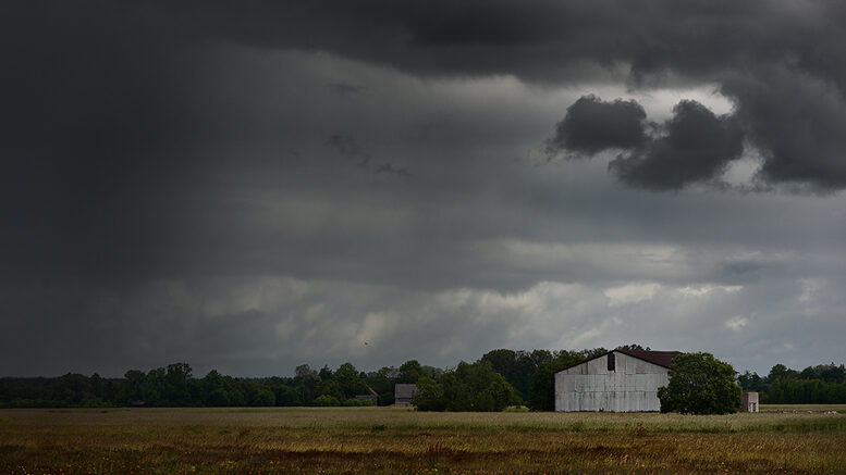 Tornado storm clouds above a shed in the countryside. Photo courtesy of MuncieJournal.com