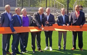 Ribbon cutting at Gainbridge Field. Photo by Steve Lindell